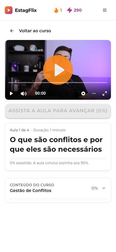 Aula do EstagFlix no celular